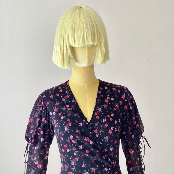 For Love And Lemons Floral V Neck Mini Dress SZ XS - Picture 4 of 8